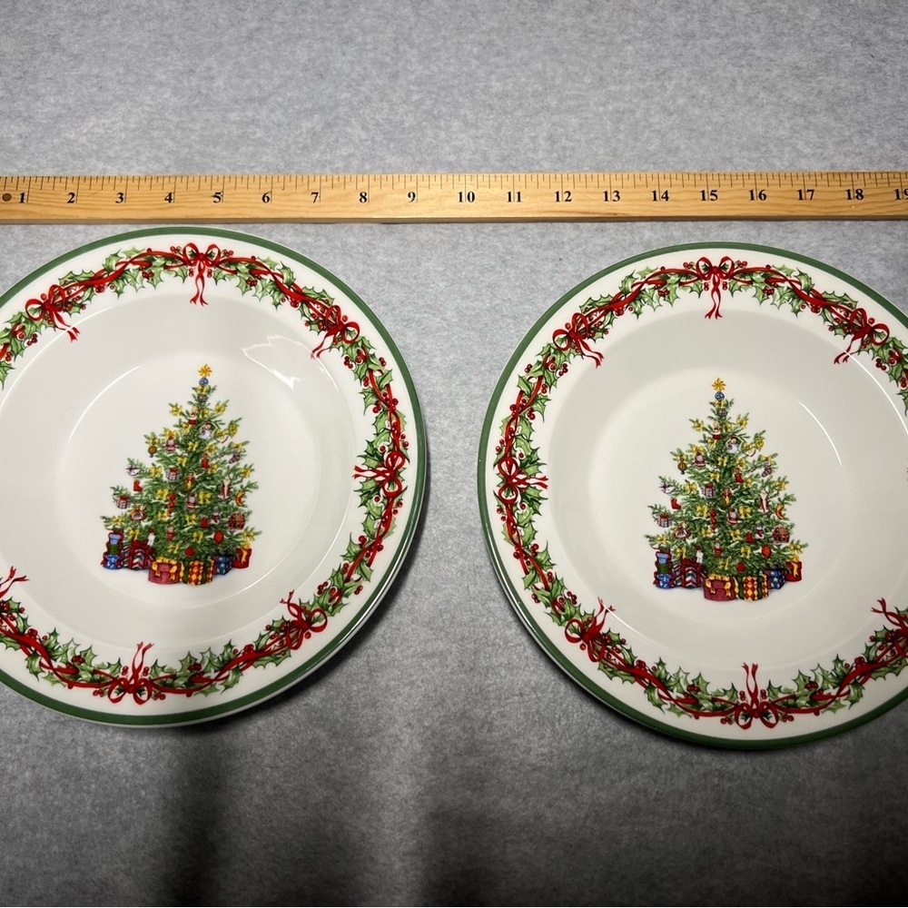 2 Christopher Radko Traditions Holiday Celebrations Dinner Soup Bowl Christmas